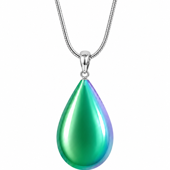 a beautiful, simple addition to any outfit. Pair it with our crystal Drop Earrings (EAR-020) for a complete ensemble. LeightWorks handmade pendants comes in a wide variety of colors and shine with an iridescent glow of color from within. 