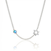 Necklace with a star-shaped pendant and blue gemstone on a white background