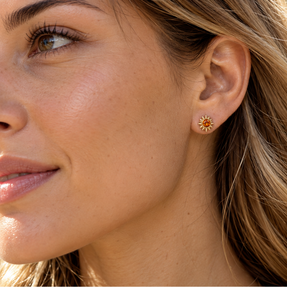 Gold Stainless Sun Stud on Model 