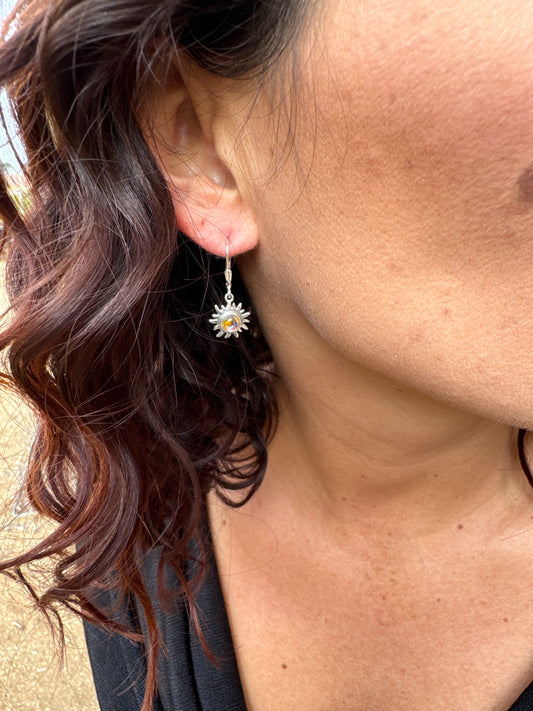 Teeny Sun Earrings in Sterling Silver  