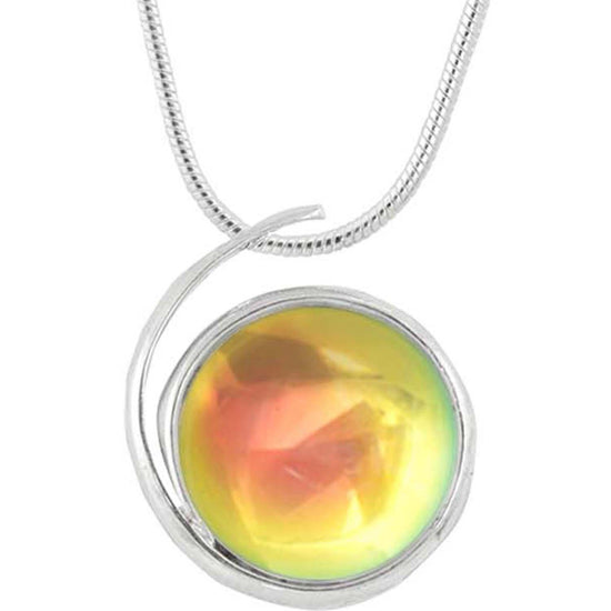 Large Wave Pendant, where it represents the "O" of Ocean Beach, while the surrounding silver symbolizes the "B." Crafted with .925 sterling silver components, the pendant comes with a 1mm sterling silver snake chain, 18" long with a polished fire stone.