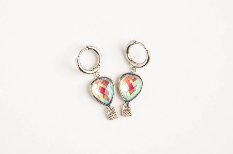 whimsical balloon earrings, featuring delicate hot air balloon charms with movable basket details.