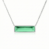 Silver necklace with a green rectangular pendant