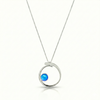 Barrel Pendant features a simple yet striking design that beautifully emulates the movement of a barrel within a wave. Crafted from high-quality sterling silver with polished blue crystal.