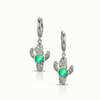 Cactus-shaped earrings with green gemstones