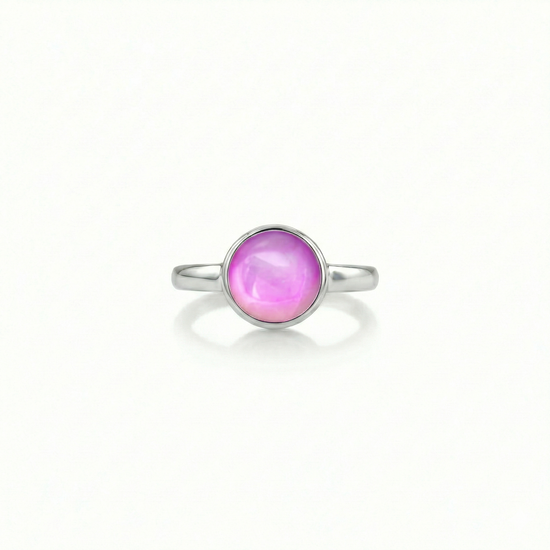 Classic Ring crafted from solid sterling silver, this ring combines quality with style with 9mm polished pink stone.