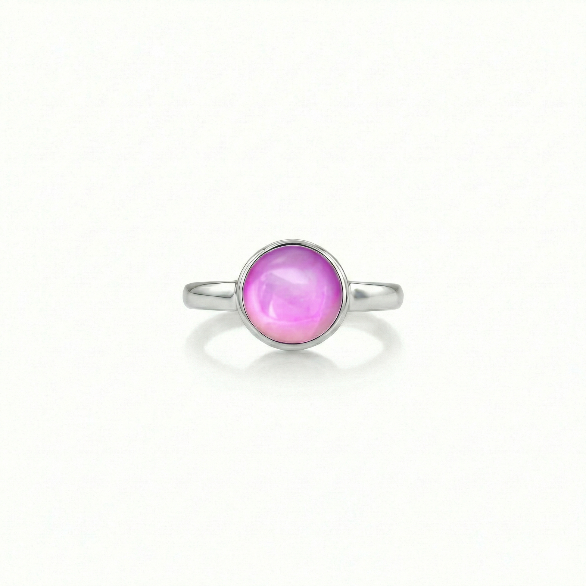 Classic Ring crafted from solid sterling silver, this ring combines quality with style with 9mm polished pink stone.