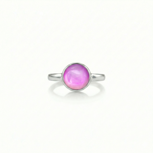 Classic Ring crafted from solid sterling silver, this ring combines quality with style with 9mm polished pink stone.