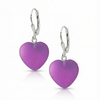 Crystal Heart Earrings featuring .925 sterling silver lever-back components with frosted pink stone.