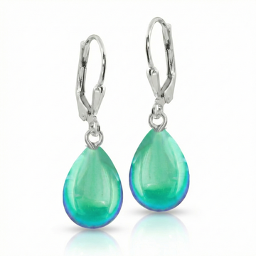  Dangle Crystal Drop Earrings are the perfect choice. Crafted with .925 sterling silver lever-back components with stunning aurora borealis iridescent polished green crystals to take center stage.