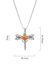 Dragonfly Pendant, this handmade pendant features a stunning glowing frosted fire crystal, elegantly surrounded by intricate silver details in the dragonfly's wings and body. The pendant comes with an 18" sterling silver .7mm box chain included.