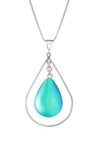 Drop with Loop Pendant is a classic design that elegantly radiates with frosted aqua pendant. It comes with an 18" .7mm sterling silver box chain, ensuring a complete and polished look.