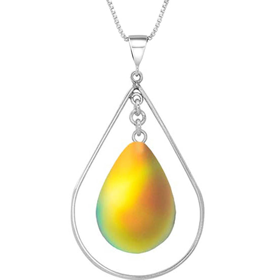 Drop with Loop Pendant is a classic design that elegantly radiates with frosted fire pendant. It comes with an 18" .7mm sterling silver box chain, ensuring a complete and polished look.