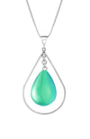 Drop with Loop Pendant is a classic design that elegantly radiates with a frosted green pendant. It comes with an 18" .7mm sterling silver box chain, ensuring a complete and polished look.