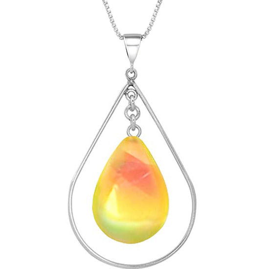 Drop with Loop Pendant is a classic design that elegantly radiates with polished fire pendant. It comes with an 18" .7mm sterling silver box chain, ensuring a complete and polished look.