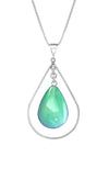 Drop with Loop Pendant is a classic design that elegantly radiates with polished green pendant. It comes with an 18" .7mm sterling silver box chain, ensuring a complete and polished look.