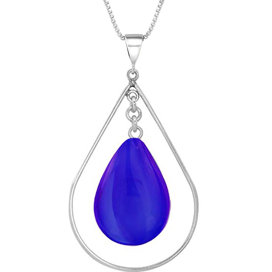 Drop with Loop Pendant is a classic design that elegantly radiates with polished violet pendant. It comes with an 18" .7mm sterling silver box chain, ensuring a complete and polished look.
