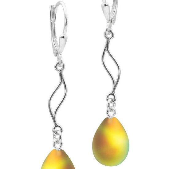 Feather Ext. Earrings with frosted fire pendant, comes with .925 sterling silver lever-backs for secure and comfortable wear.