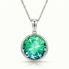 Eclipse Crystal Pendant is perfectly shaped as a 16mm circle green stone, crafted with precision and care in stainless, it features a 16"-18" adjustable chain.
