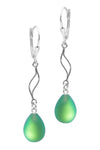 Feather Ext. Earrings with frosted green pendant, comes with .925 sterling silver lever-backs for secure and comfortable wear.