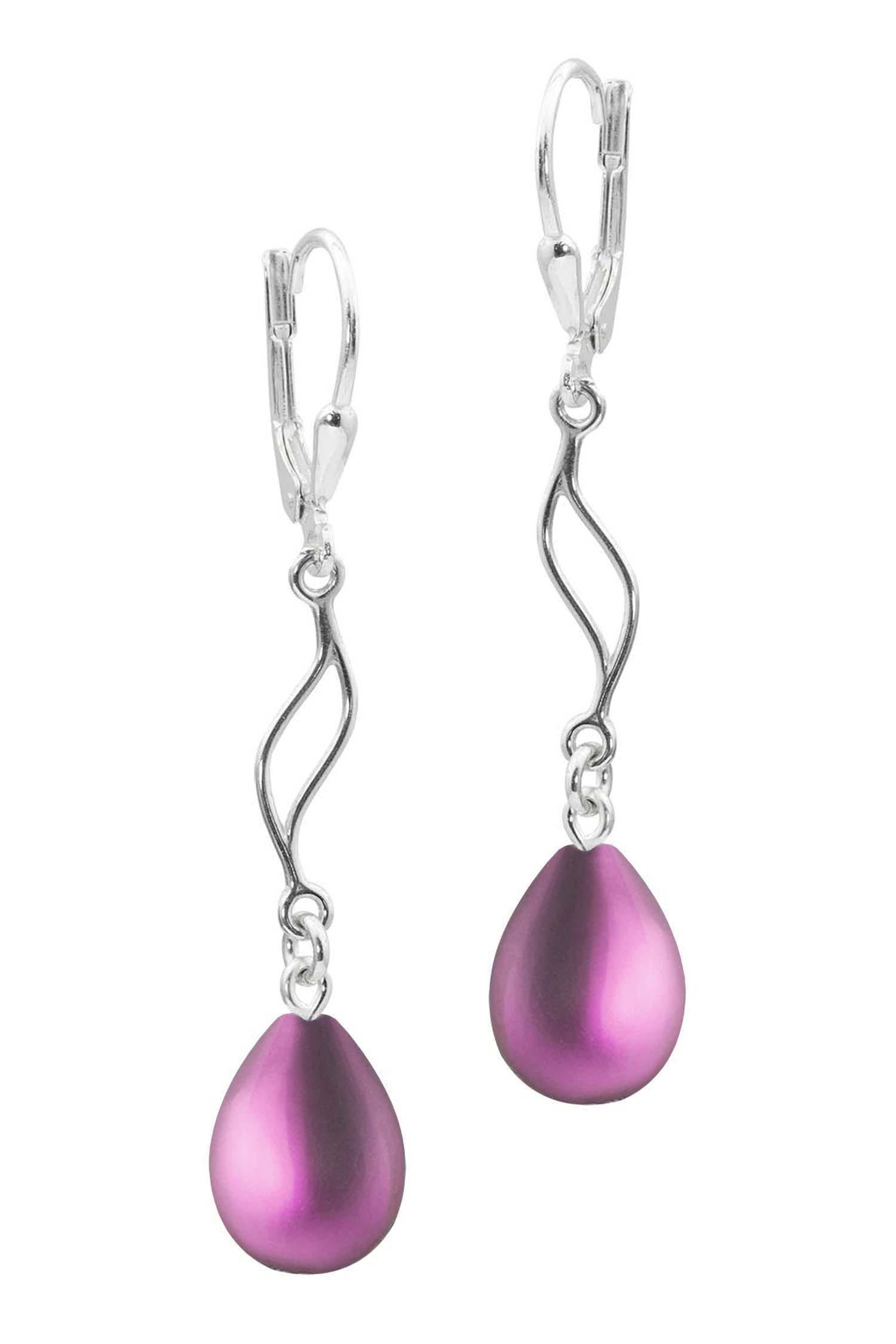 Feather Ext. Earrings with frosted pink pendant, comes with .925 sterling silver lever-backs for secure and comfortable wear.