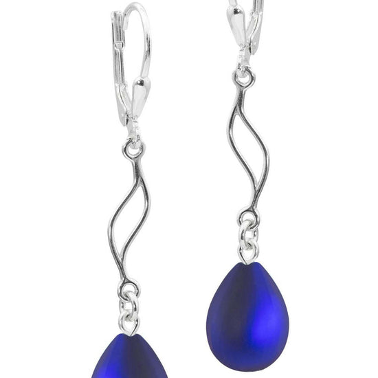 Feather Ext. Earrings with frosted violet pendant, comes with .925 sterling silver lever-backs for secure and comfortable wear.