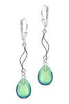 Feather Ext. Earrings with polished green pendant, comes with .925 sterling silver lever-backs for secure and comfortable wear.