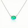 H-Oval Pendant featuring a polished green stone sleek oval design, this elegant piece exudes sophistication and style. Crafted from high-quality sterling silver. It comes with a 16" sterling silver box chain in a choker design.