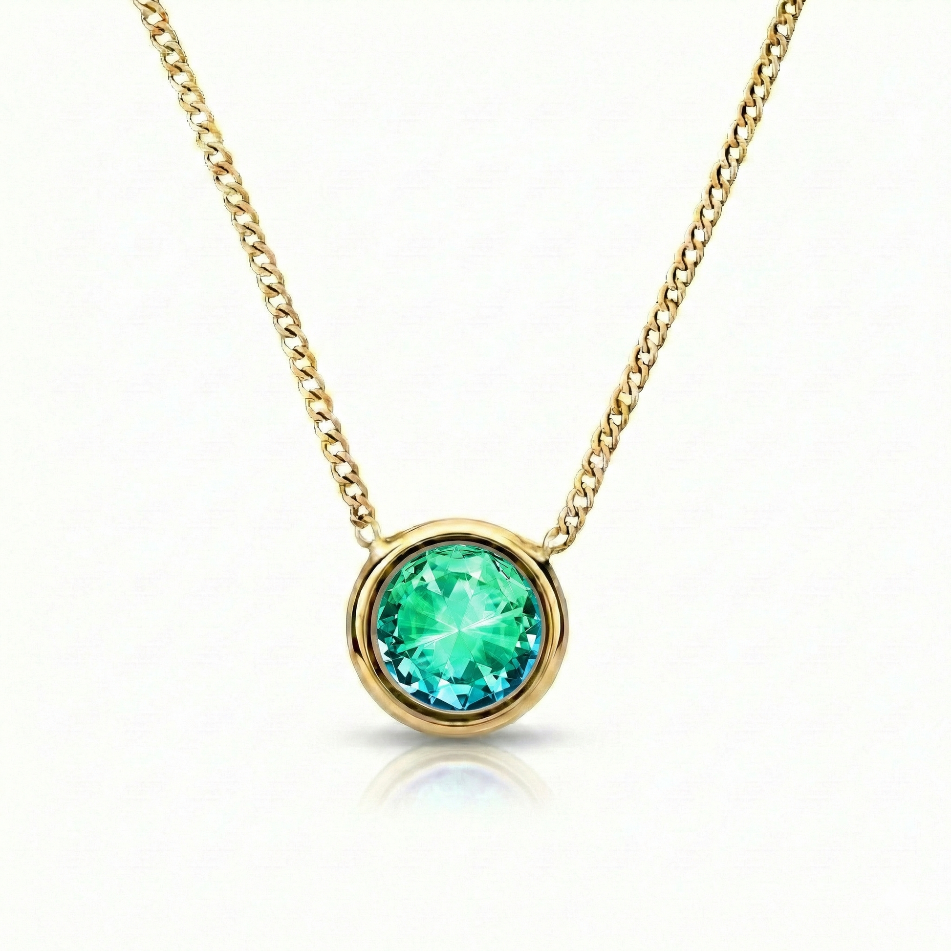  Halo Crystal Necklace, a stunning centerpiece in our Pendant collection that radiates pure elegance. This exquisite necklace showcases a dazzling 9mm green crystal, durable 18k gold stainless with a 16"-18" adjustable chain.