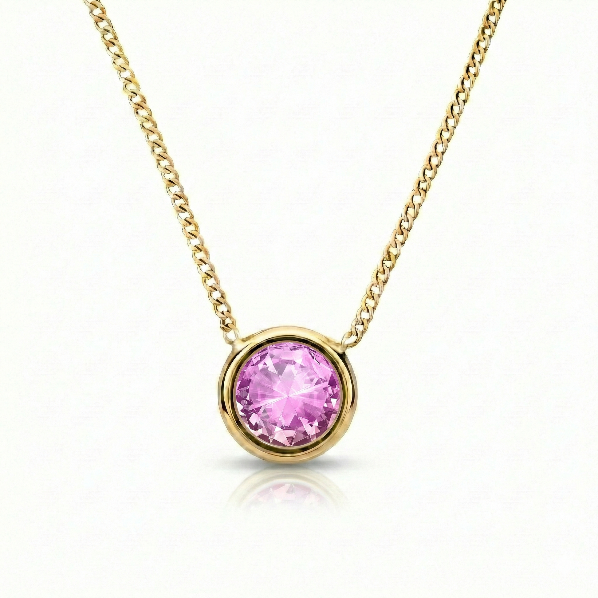  Halo Crystal Necklace, a stunning centerpiece in our Pendant collection that radiates pure elegance. This exquisite necklace showcases a dazzling 9mm pink crystal, durable 18k gold stainless with a 16"-18" adjustable chain.
