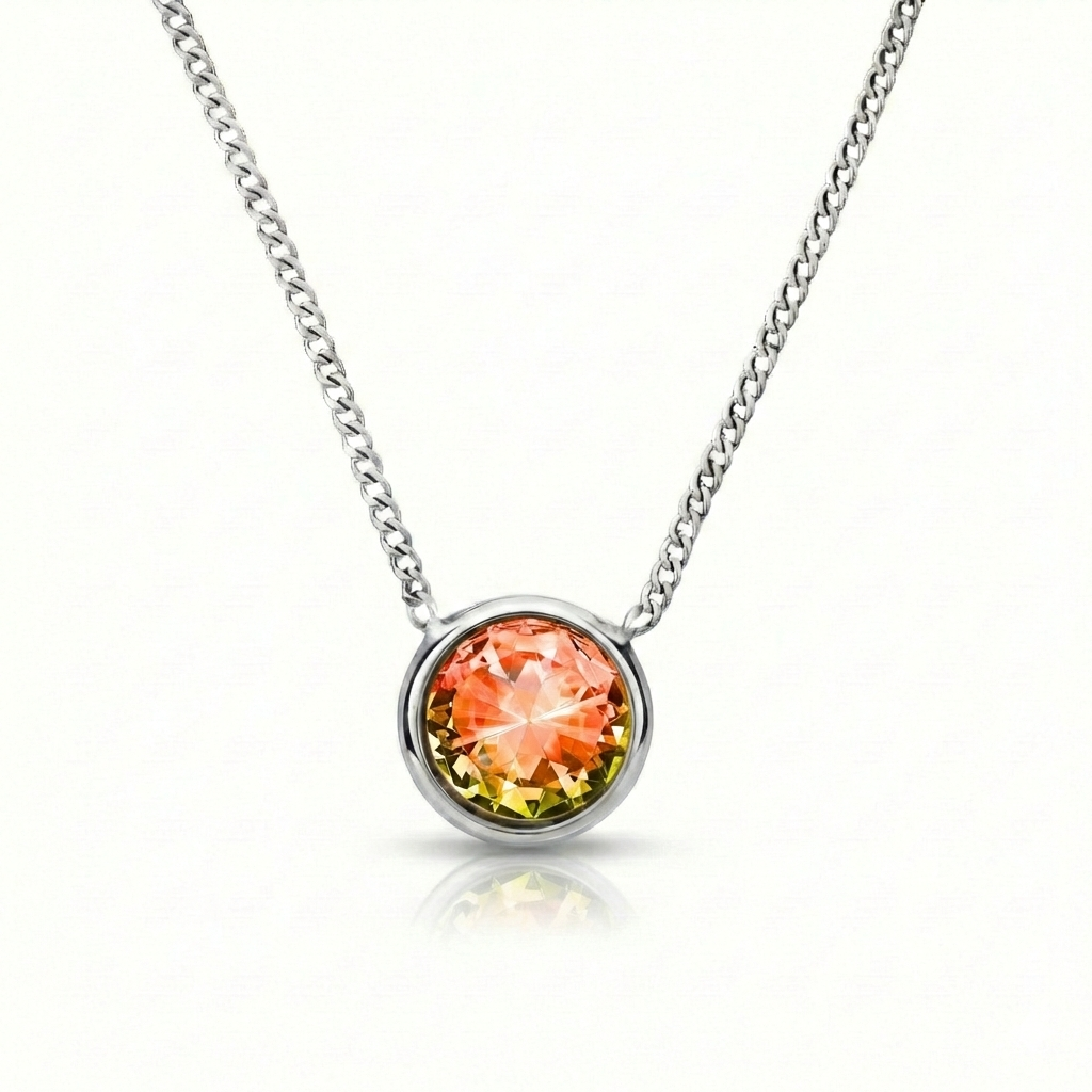  Halo Crystal Necklace, a stunning centerpiece in our Pendant collection that radiates pure elegance. This exquisite necklace showcases a dazzling 9mm fire crystal, durable stainless steel with a 16"-18" adjustable chain.