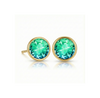 Gold earrings with green gemstones on a white background