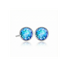 Pair of blue gemstone stud earrings on a white background