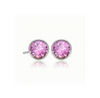Pair of pink gemstone stud earrings on a white background