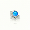 Hammered Single Circle Ring is made of .925 Sterling Silver, features a stunning polished blue crystal stone, and is adjustable.