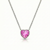 Heart Crystal Necklace with silver stainless steel chain and an exquisite pendant features an intricate design with a radiant pink crystal centerpiece. 
