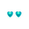 Heart Stud Earrings featuring a stunning 7mm frosted aqua stone set in .925 sterling silver posts.