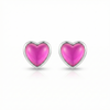Heart Stud Earrings featuring a stunning 7mm frosted pink stone set in .925 sterling silver posts.