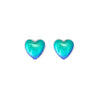 Heart Stud Earrings featuring a stunning 7mm polished aqua stone set in .925 sterling silver posts.