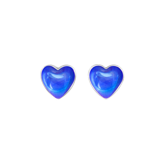 Heart Stud Earrings featuring a stunning 7mm polished violet stone set in .925 sterling silver posts.