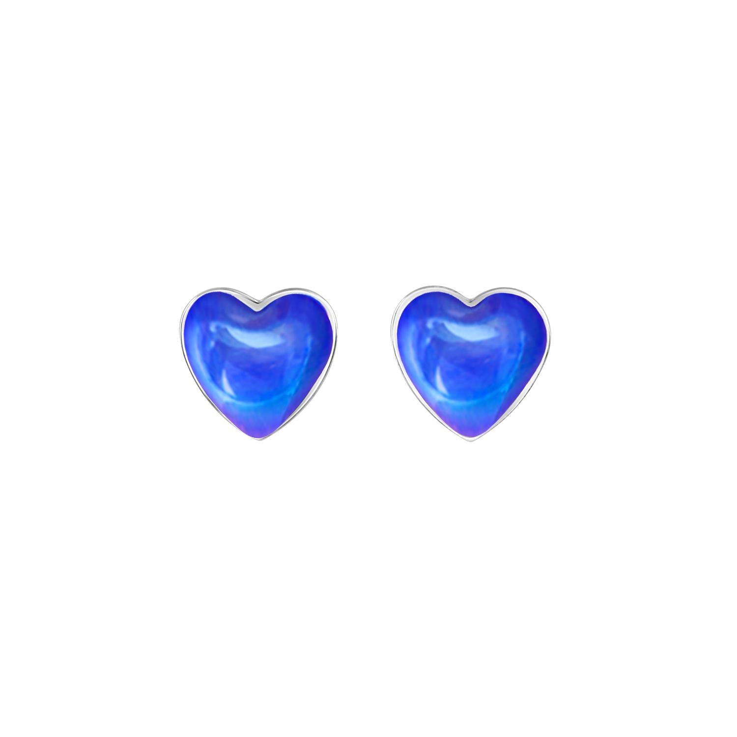 Heart Stud Earrings featuring a stunning 7mm polished violet stone set in .925 sterling silver posts.