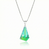 Iridescent Geometric Pendant Inspired by the unique form of sublime glaciers. Crafted with high-quality sterling silver components, this polished green stone pendant comes with an included 18" sterling silver .7mm box chain for a polished look.