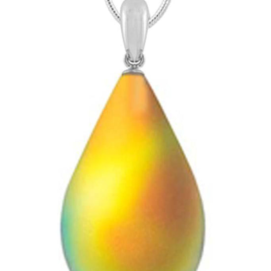 Large Drop Pendant comes with our best 1.2mm sterling silver snake chain, 18" long with frosted fire stone.