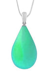Large Drop Pendant comes with our best 1.2mm sterling silver snake chain, 18" long with frosted green stone.