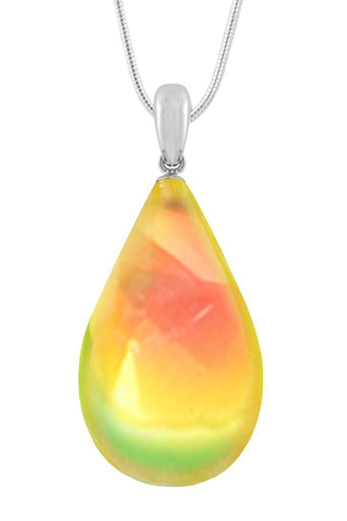 Large Drop Pendant comes with our best 1.2mm sterling silver snake chain, 18" long with polished fire stone.