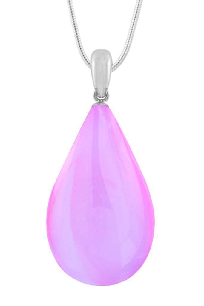 Large Drop Pendant comes with our best 1.2mm sterling silver snake chain, 18" long with polished pink stone.