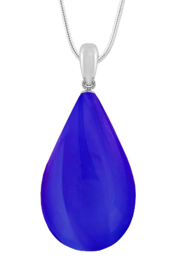 Large Drop Pendant comes with our best 1.2mm sterling silver snake chain, 18" long with polished violet stone.