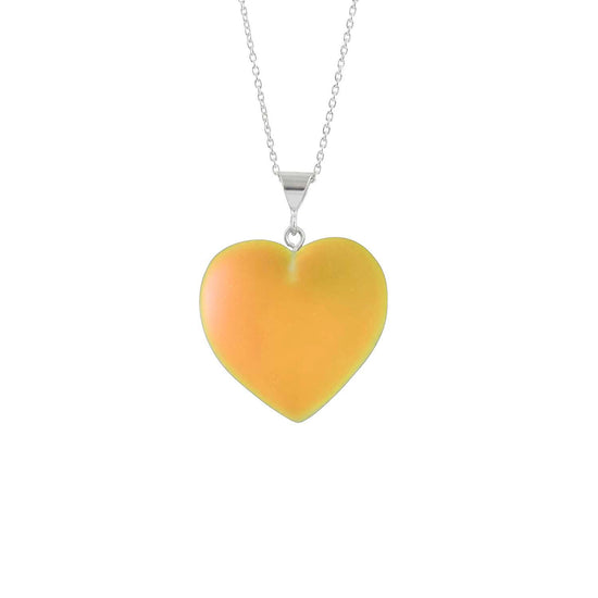 Large Heart Pendant with .925 sterling silver components. It comes with Sterling silver .7mm box chain, 18" included with the frosted fire pendant.