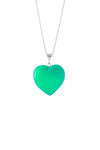 Large Heart Pendant with .925 sterling silver components. It comes with Sterling silver .7mm box chain, 18" included with the frosted green pendant.