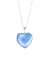 Large Heart Pendant with .925 sterling silver components. It comes with Sterling silver .7mm box chain, 18" included with the polished blue pendant.